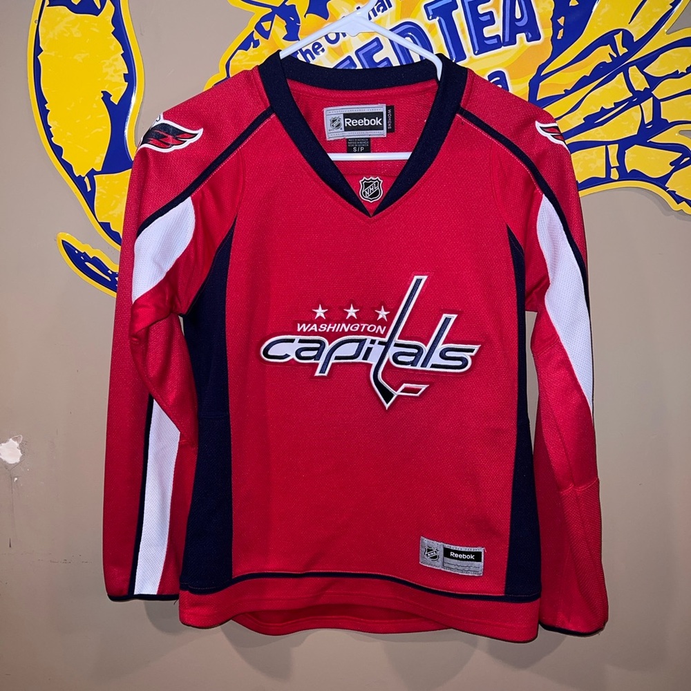 Reebok Red and White Capitals Jersey